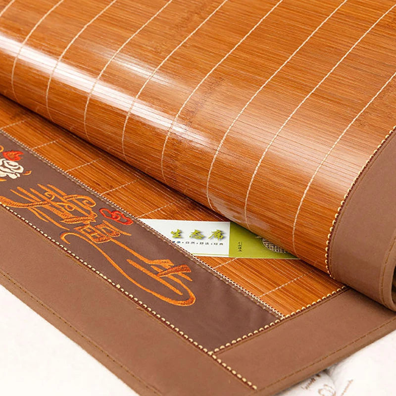 tapis sol marron clair finement rayé traditionnel bordure décorative double face été hiver