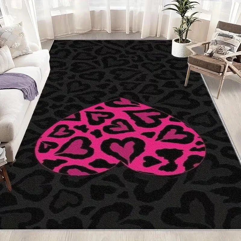 tapis léopard coeurs moderne polypropylène salon chambre extérieur décoration maison