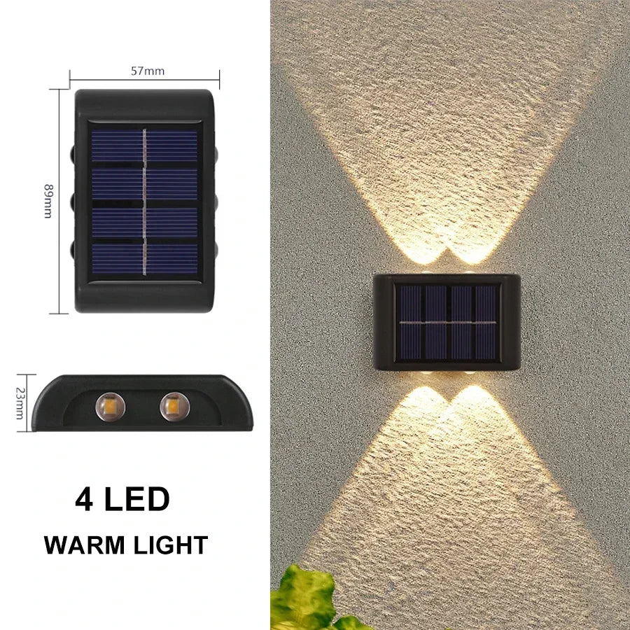 lampe murale solaire led moderne noire panneaux solaires imperméable ip65extérieur jardincour