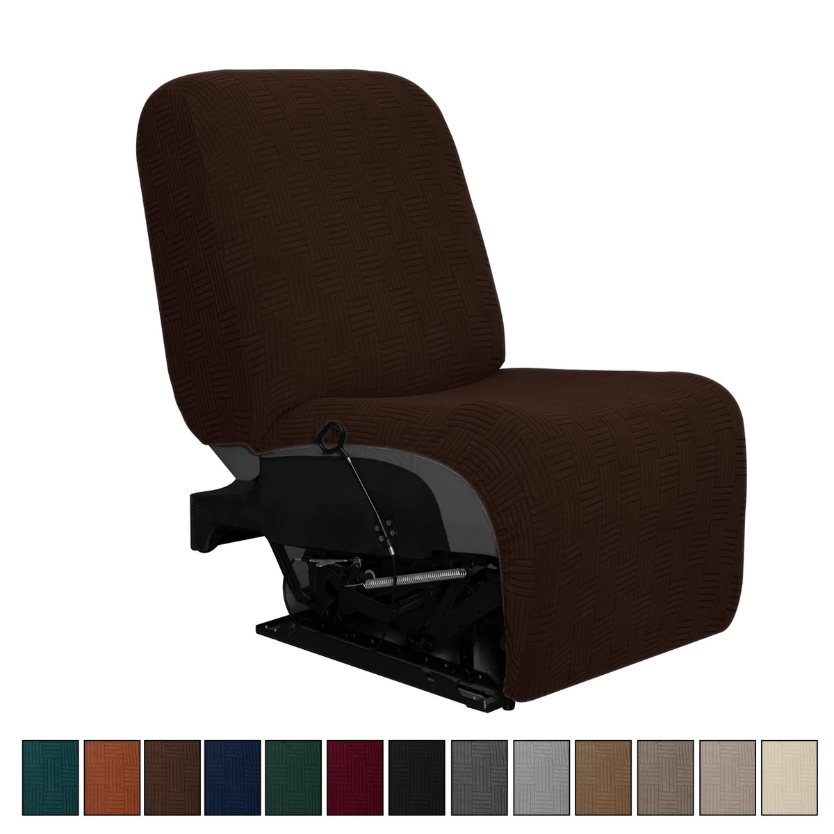 couvre siège marron rayures horizontales moderne fauteuil inclinable lavable machine automne hiver beige taupe