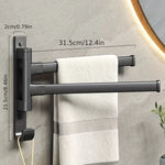 porte serviettes mural acier inoxydable gris moderne lisse pivotant salle bain pliable autoinstallation