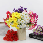bouquet artificiel violet vert moderne décoration intérieur vase beige feuilles vertes anniversaire mariage