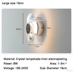Applique murale moderne cristal argenté led transparent minimaliste fixée mur