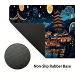 tapis souris noir illustration pagodes japonaises nuit caoutchouc antiderapant jeu numérique