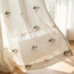 rideau fleur brodées blanc translucide classique fenêtre maison