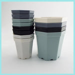 pots fleurs modernes hexagonaux plastique blanc noir gris bleu