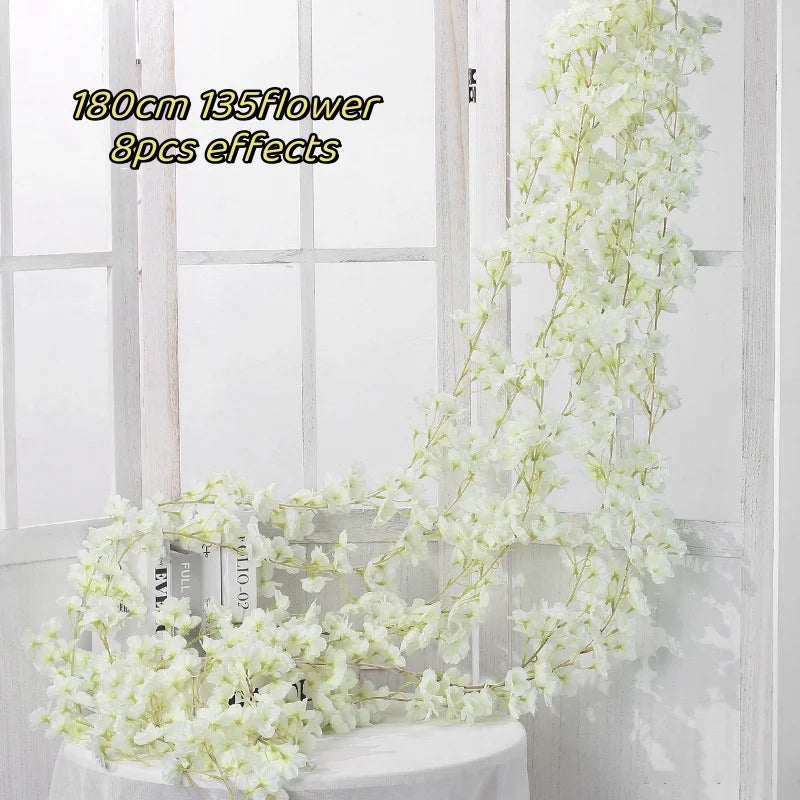 guirlande fleurs artificielles mariage rose clair blanc décoratifintérieur clips métalliques