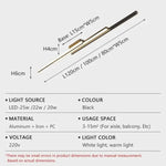 lampe murale moderne noir led dimmable télécommande minimaliste éclairage quotidien 120cm 100cm 80cm