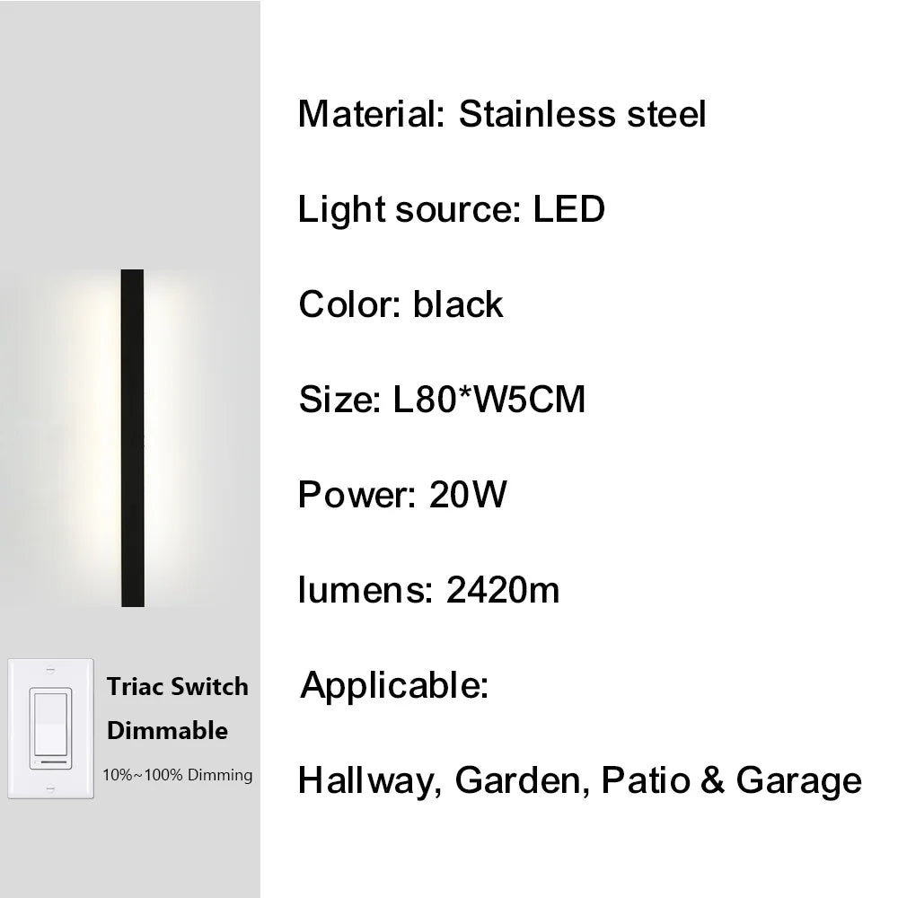 lampe murale led contemporaine noire ip67 gradation 10 100 étanche fixation