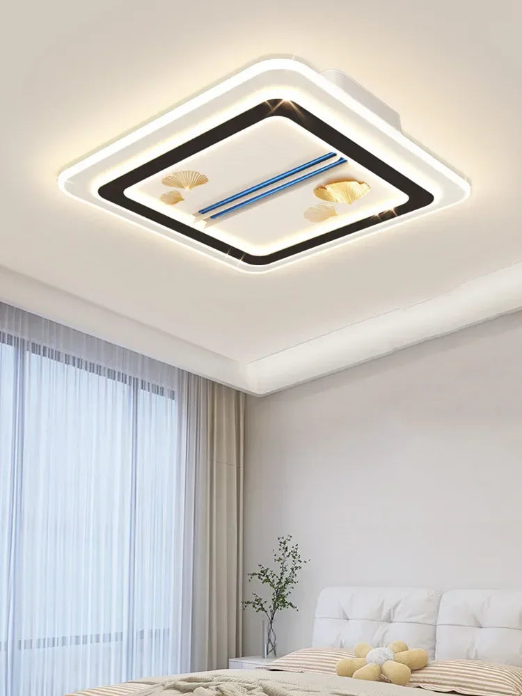 plafonnier led moderne blanc noir doré coquillages dorés télécommande minimaliste invisible ventilateur