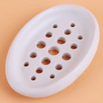 support savon silicone self draining moderne gris vert blanc rayures horizontales
