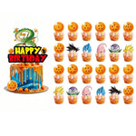 fourchettes cupcakes décorations dragon ball personnages boules toppers adhésifs gâteau anniversaire diy orange bleu