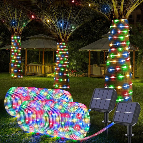 guirlande lumineuse solaire extérieure led multicolore jardin décoration jardin étanche panneaux solaires clips