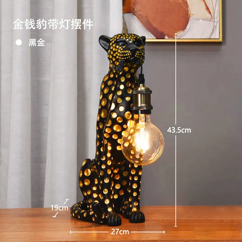lampe table moderne résine noire blanche points animaux salon chambre enfantsDecorationHome