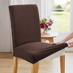 housse chaise marron foncé jacquard moderne élasthanne polyester extensible maison salon mariage