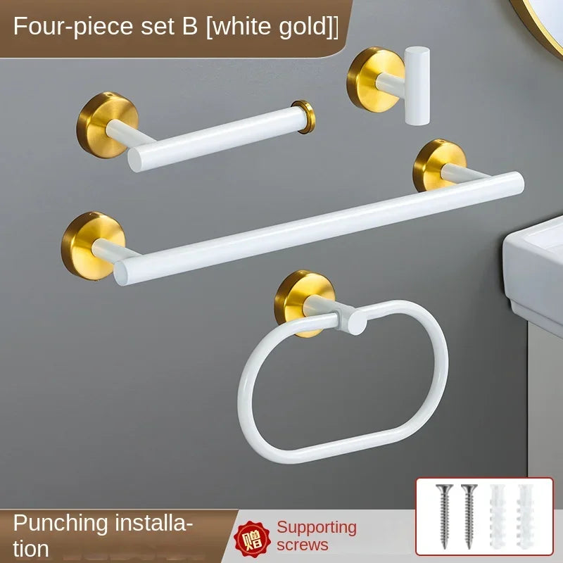accessoires salle bain blanc moderne adhésif serviette papier toilette gant toilette inoxydable brossé