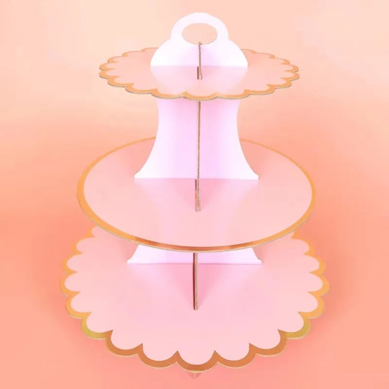 support cupcakes iridescent moderne rayures horizontales motifs floraux dorés anniversaire festive