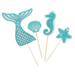 décoration gâteau thème sirène hippocampe coquillage étoile mer mariage anniversaire sous marin bleu rose