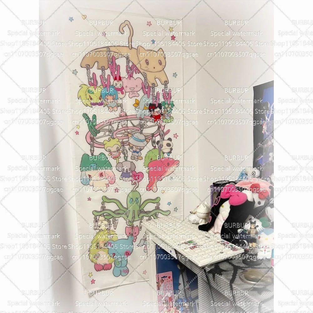 tapisserie multicolore animaux floral chambre enfant carte géante étoiles suspendu nettoyage facile