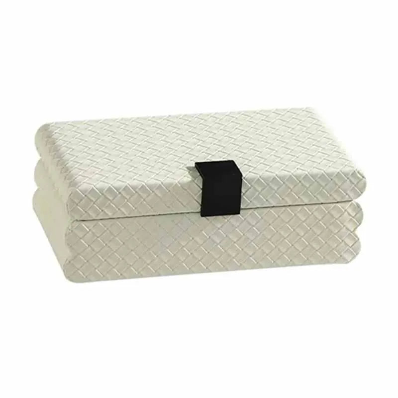 boîtes bijoux cuir blanc gris moderne rayures clips transport affichage large size
