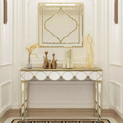 miroir mural carré argenté bord doré 80x80cm élégant intérieur salon entrée chambre