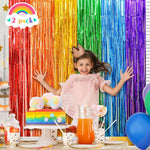 rideau franges métalliques couleurs vives mariage anniversaire décoration festive adhésif pack deux