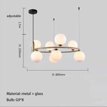 suspension luminaire moderne sphères verre translucides anneau métal doré salon chambre scandinave