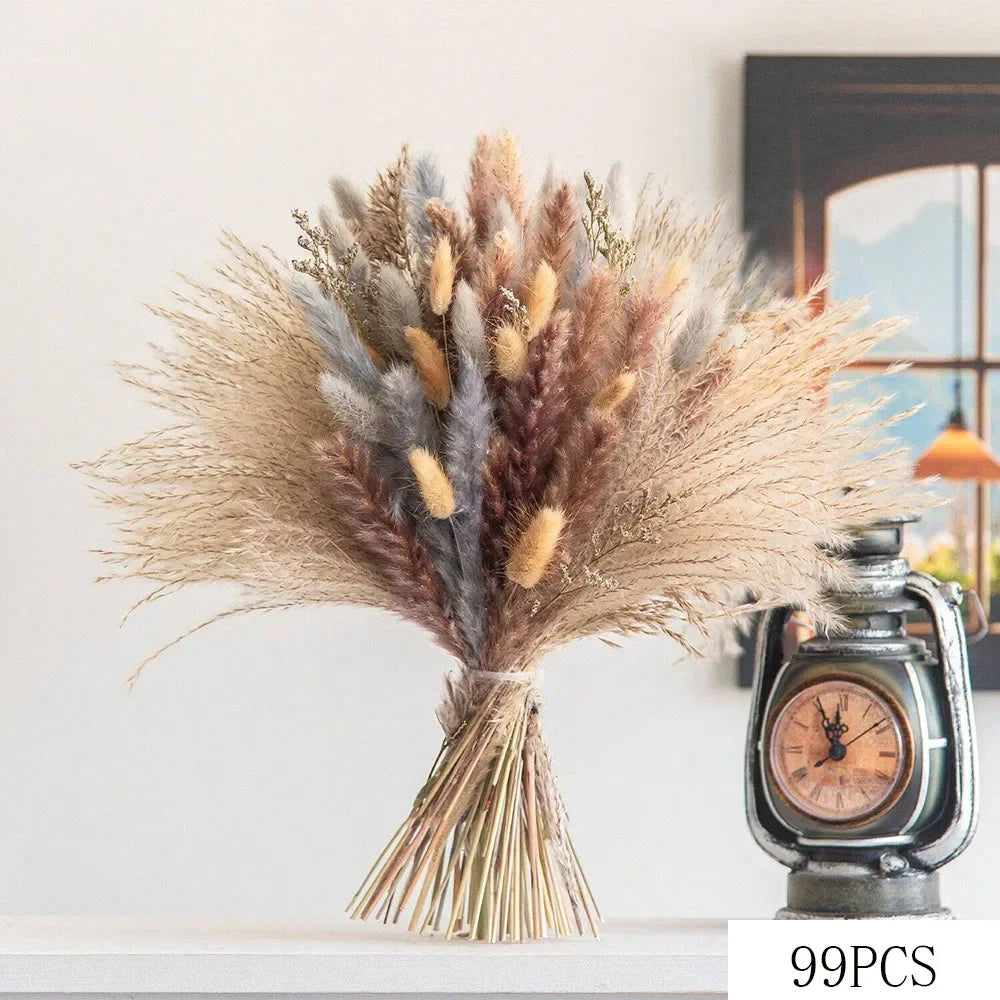 bouquet graminées séchées pampas blondes beiges vases décor maison anniversaire mariage