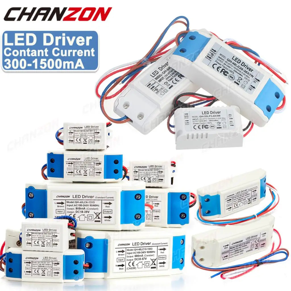 adaptateur led driver 6w 10w 20w 36w 50w 300ma 450ma 600ma 900ma 1500ma transformateur
