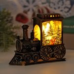 lampe décorative vintage locomotive noire personnages noël arbre flocons đèn trang trí