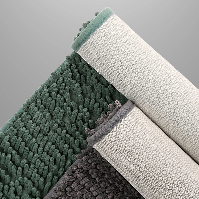 tapis bain bouclé gris vert bleu moderne respectueux environnement 40x60cm 50x80cm