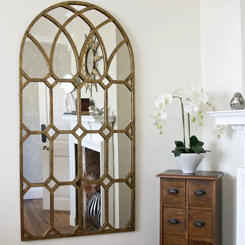 miroir decoratif gothique vintage arche doré blanc decoration chambre coucher
