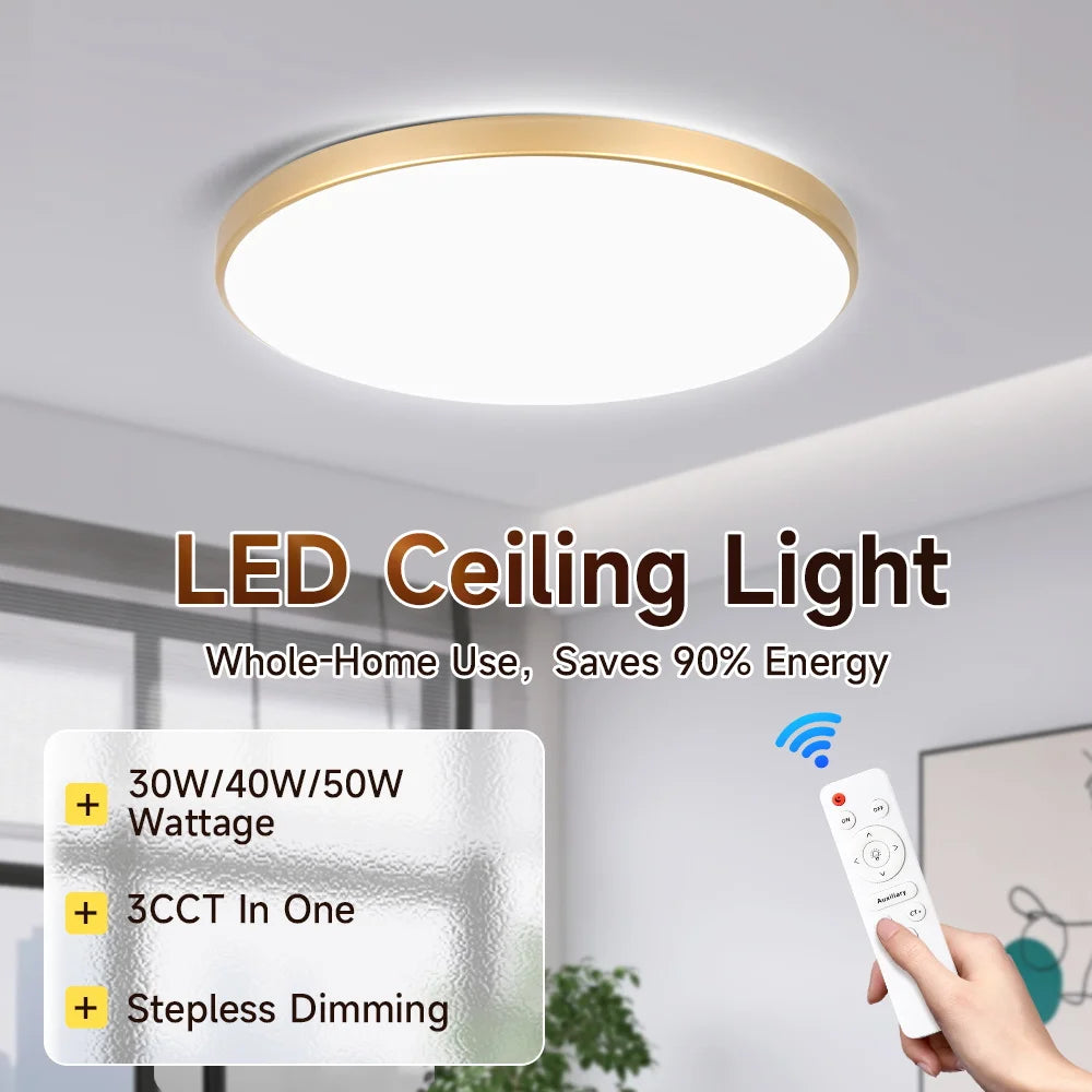 plafonnier led moderne blanc doré acrylique télécommande couleurs 220v opaques 47.7cm