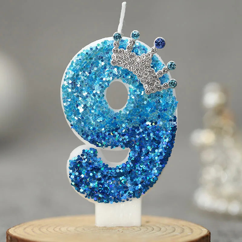 bougies chiffre pailletées bleu clair bleu foncé anniversaire décoration festive números personnalisables