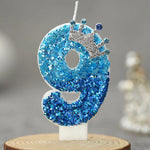 bougies chiffre pailletées bleu clair bleu foncé anniversaire décoration festive números personnalisables