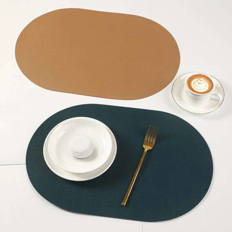tapis table moderne marron beige bleu clair noir imperméable résistant l'huile uni sans fixation