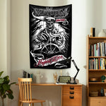 tapisserie gothique rock graphique croix silhouettes personnages châteaux squelettes noir blanc chambre decoration