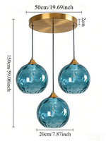 Suspension lumineuse moderne bleu clair vert foncé texture ondulée élégante chambre salon