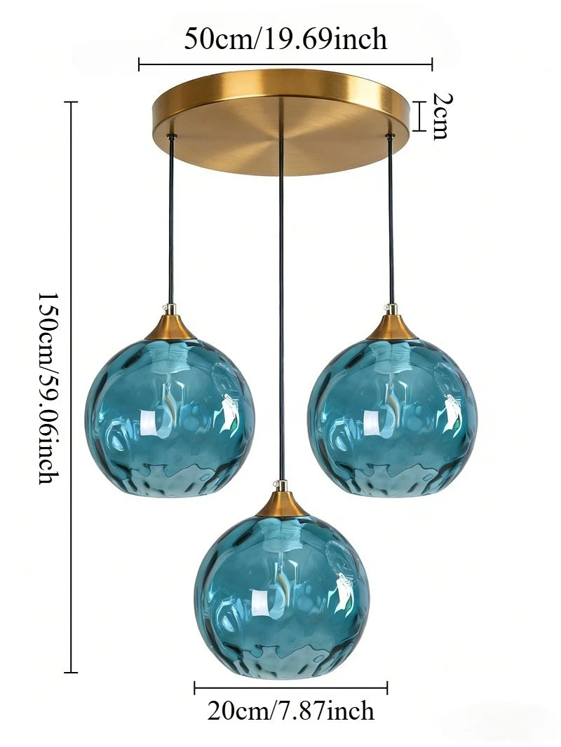 Suspension lumineuse moderne bleu clair vert foncé texture ondulée élégante chambre salon