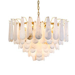 lustre moderne cuivre blanc marbre feuilles semi transparent salon chambre
