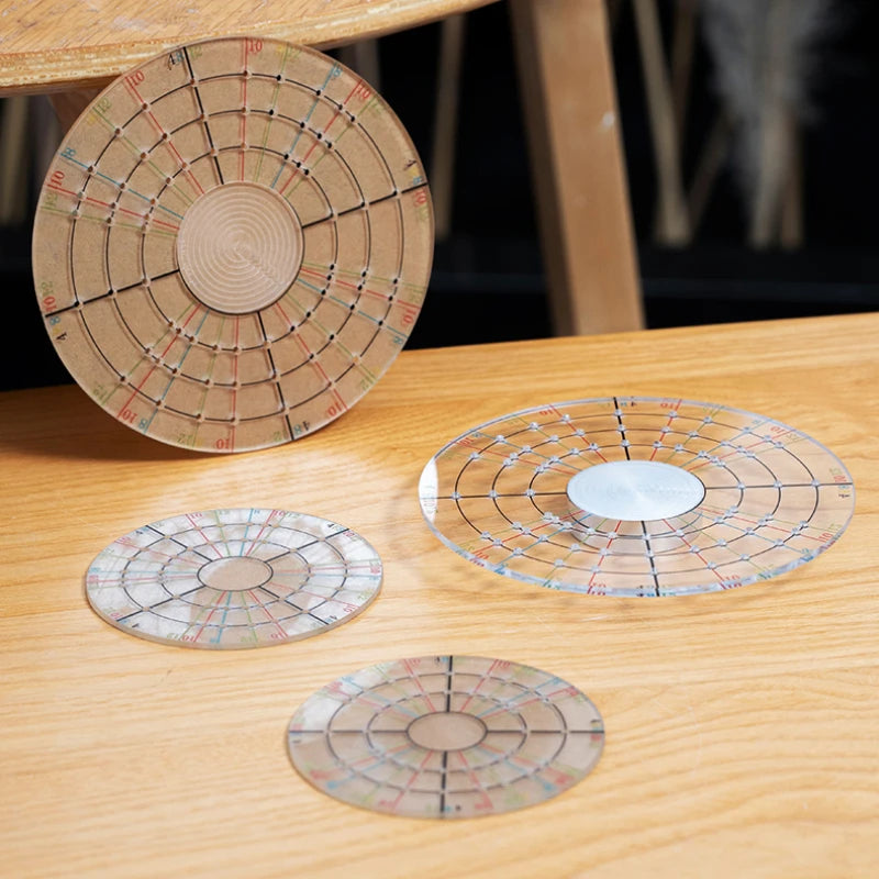 grille tailles transparentes rondes blanc sections numérotées précises poterie 12cm 8cm turntable