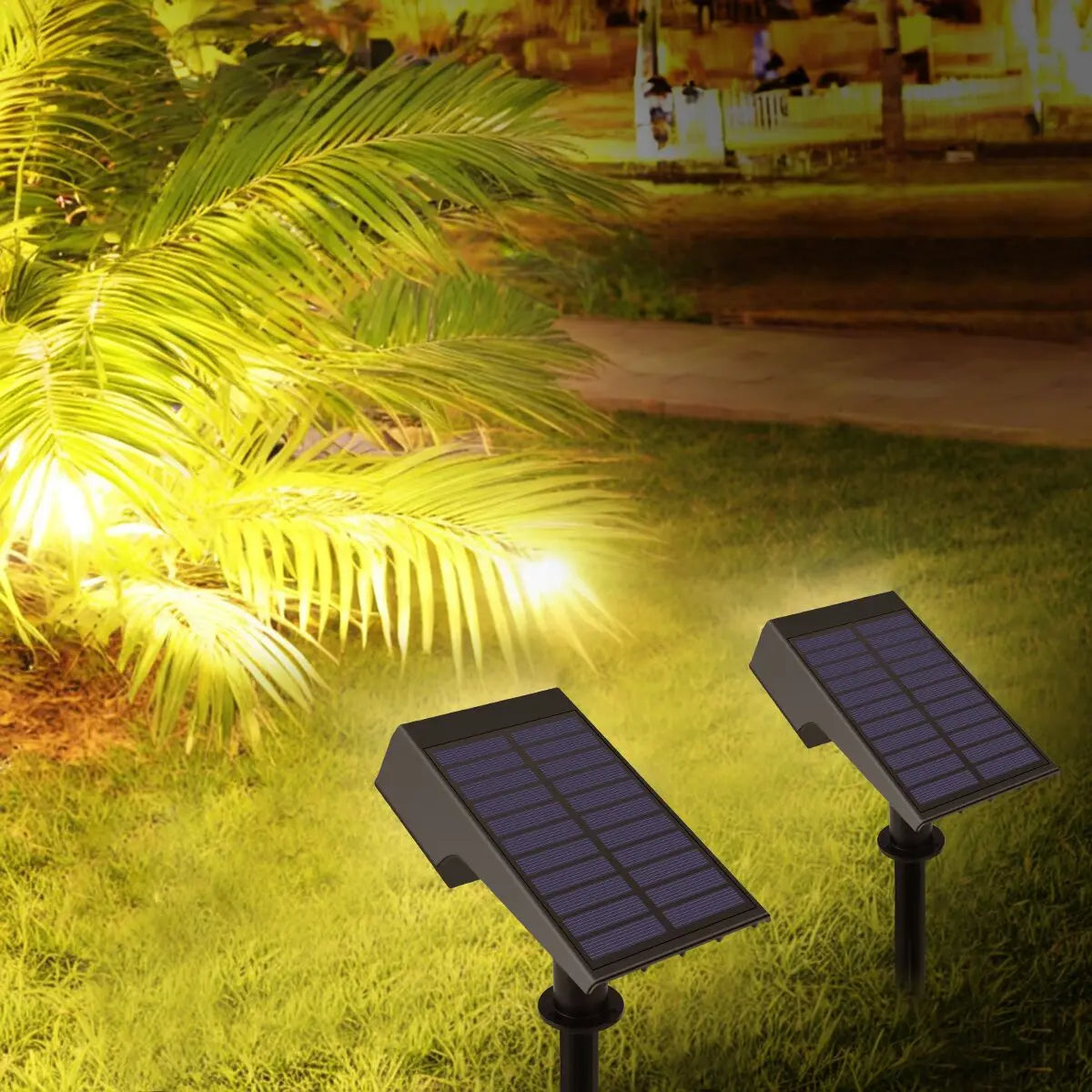 projecteur led solaire étanche rechargeable imperméable extérieur paysage pelouse cour chemin moderne panneaux solaires