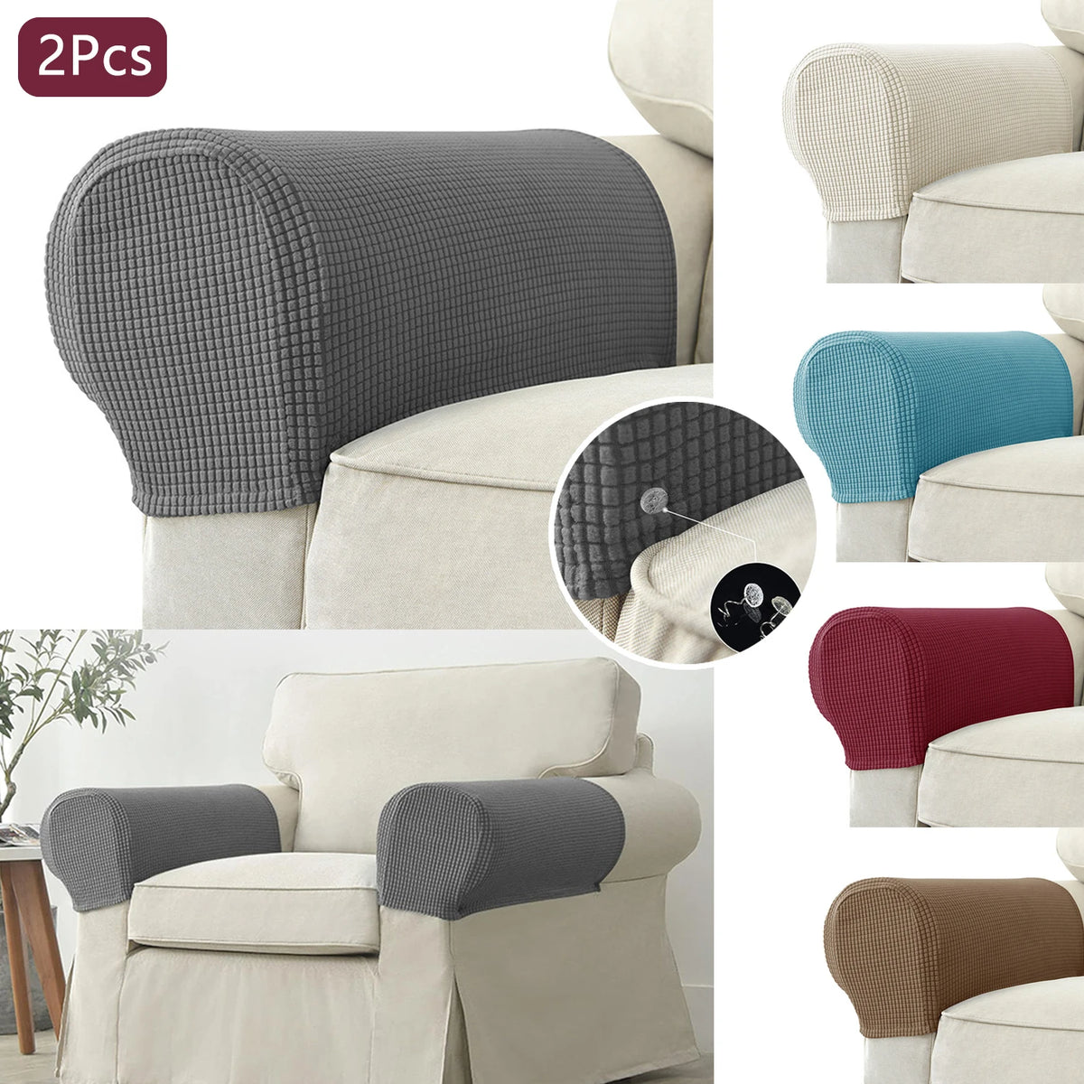 protège mains fauteuil moderne gris bleu rouge marron texture tissée lavable machine eyelets