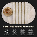 placemat moderne élégant blanc feuilles stylisées dorées résistants chaleur antidérapants accessoire cuisine