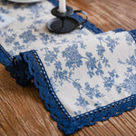 Chemin de table fleur bleue impression pastorale