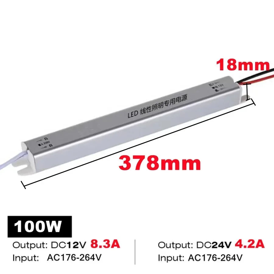 driver led strip 12v 24v 24w 36w 48w 60w 72w 100w ac220v ultrathin moderne