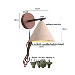 lampe murale moderne abatjour texturé bois ampoule led chaîne interrupteur marron noir beige