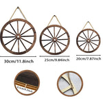 roues chariot bois vieilli décorations murales rustiques suspension cordes jute vintage champêtre