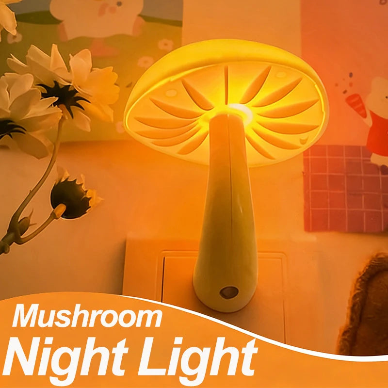 veilleuse champignon forme rayonnante lumière blanche jaune décoration enfantine chambre prise eu us