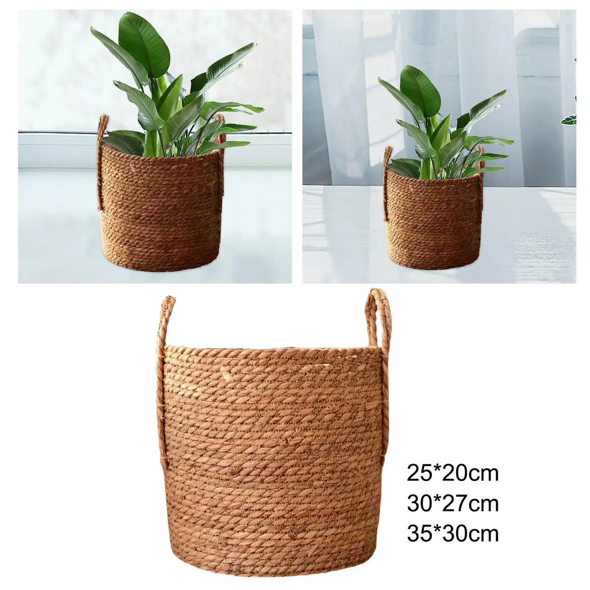 panier tissé main naturel rustique boho chic poignées anneaux salon chambre coucher farmhouse